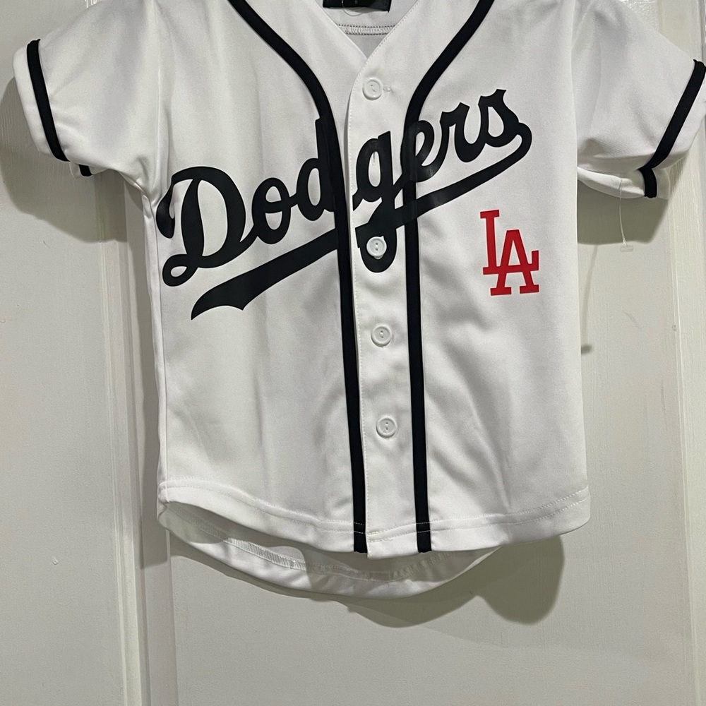 White and Black Dodgers Baseball Jersey